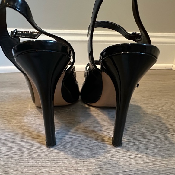 Via Spiga Black Patent Mary Jane Heels with Open Toe - Picture 3 of 6